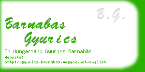 barnabas gyurics business card